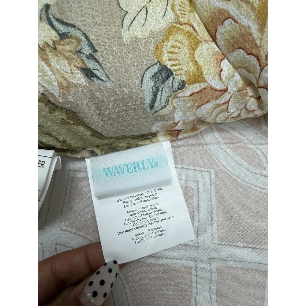 Waverly Mudan Beige Floral FULL/QUEEN Comforter Set 4Pcs Peony Gardens RARE
